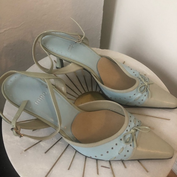 ▪️sold▪️vintage y2k kitten heels light blue bow stitch - Picture 2 of 6